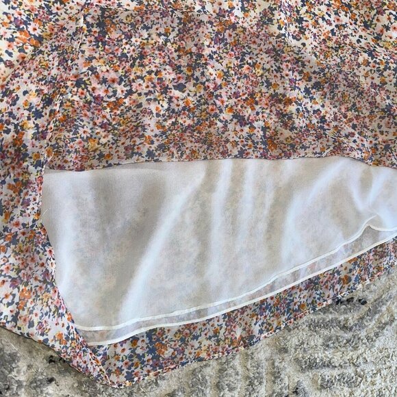 1 State Floral Blue Pink Women's Keyhole Blouse Flowy Flutter Sleeves 3x - Picture 7 of 8